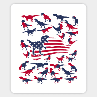 4th Of July Dinosaur Red White Blue T Rex USA American Flag Sticker